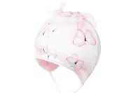 Jamiks Isla czapka wiązana dla dziewczynki na wiosnę motylki ecru 42-44