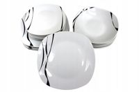 Zestaw KWADRATOWYCH TALERZY Porcelanowych Obiadowe SOLIDNE Tadar Saxo 18 el
