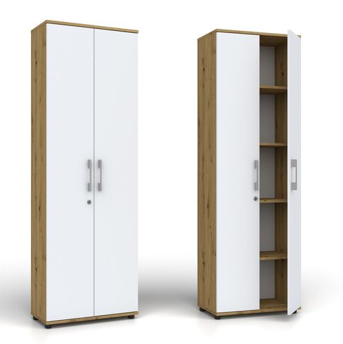 Regał  Szafa G 60 2d Dąb ARTISAN / biale drzwi z zamkiem na Arena.pl