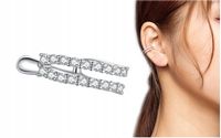 Kolczyk Nausznica Podwójna Cyrkonie Nausznica Srebro 925