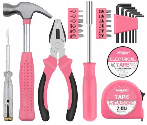 Hi-Spec 24pc różowy mały zestaw narzędzi ręcznych do naprawy DIY na Arena.pl