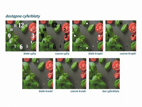 ZEGAR SZKLANY PROSTOKĄTNY - Pomidory i bazylia na Arena.pl