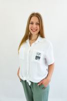 Biała Koszula Damska z Krótkim Rękawem i Kieszonką UNI