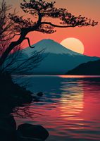 Plakat 67,5x95cm Góra Wieczorem