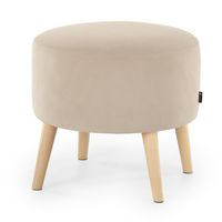 Pufa Tapicerowana, Beż, Puf, Pufa okrągła, Podnóżek