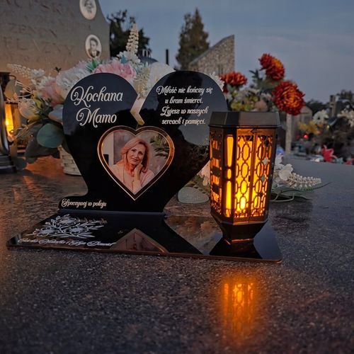 WIECZNY ZNICZ SOLARNY LED Ze Zdjęciem Cmentarz dla Mamy Taty Babci na Arena.pl