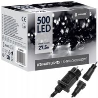 LAMPKI CHOINKOWE 500LED ZEWNĘTRZNE 27,5m ZIMNE BIAŁE FLASH GIRLANDA NA PRĄD