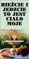 Baner religijny 120x60 cm Dekoracja boże ciało to jest ciało moje