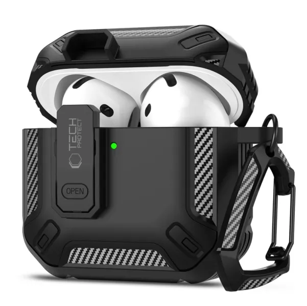 Etui Tech-Protect Carbonox na AirPods 4 - czarne zdjęcie 1