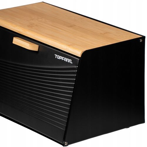 DUŻY CHLEBAK METALOWY Z DESKĄ POJEMNIK NA PIECZYWO CHLEB CZARNY BAMBUSOWY na Arena.pl