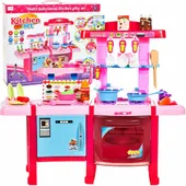 Kuchnia dla dzieci z piekarnikiem, lodówką i akcesoriami RÓŻOWA 8235