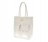 Laura Biaggi - pojemna torebka shopper dwie kieszenie biały mat AB319