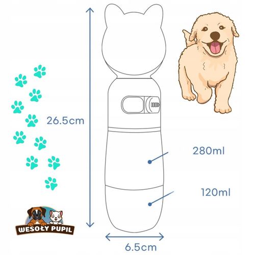 BIDON dla Psa na wodę i karmę z miską 3w1 turystyczna BUTELKA na lato na Arena.pl