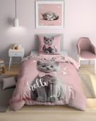 Pościel młodzieżowa bawełniana 160x200cm KOTEK LOVE