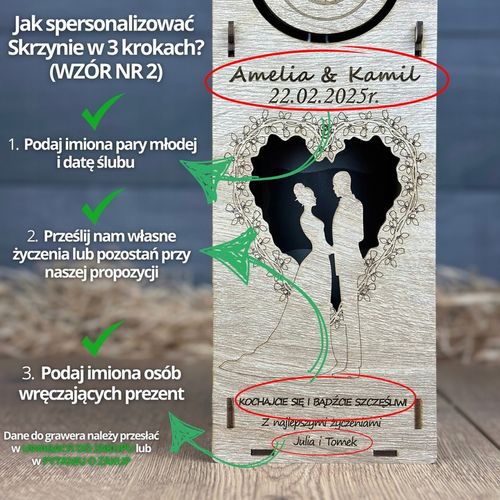 SKRZYNKA NA WINO PREZENT NA ŚLUB DLA PARY MŁODEJ PUDEŁKO Z GRAWEREM WESELE na Arena.pl