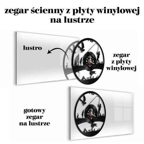 Zegar Ścienny z płyty winylowej na lustrze HOBBY 23 wzory 59x29cm na Arena.pl