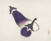 Plakat 50x40cm Eggplants, Kōno Bairei Japoński Vintage do Salonu