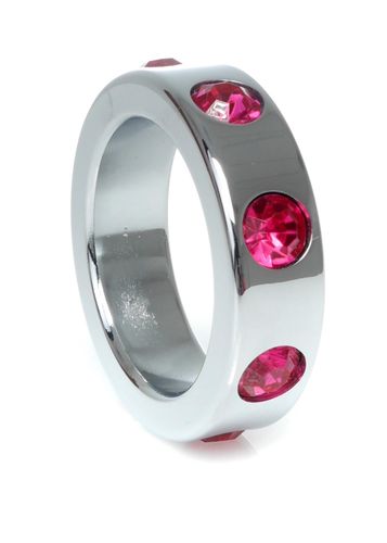 Pierścień-Metal Cock Ring with Pink Diamonds Medium na Arena.pl
