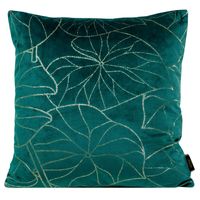 Poszewka dekoracyjna BLINK-17 45x45 ciemnoturkusowa złoty motyw liści