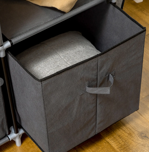 Szafa materiałowa garderoba z 3 szufladami szara wieszak na Arena.pl