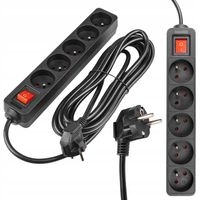 Przedłużacz listwa zasilająca 5m UZIEMIENIE 5 GNIAZD CZARNY 3x1,5MM