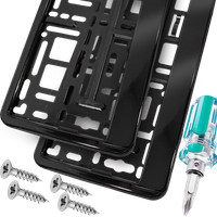 Ramki Pod Tablice Rejestracyjne Ramka Czarny Połysk Komplet Śrubki Wkrętak