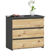 Szafka nocna CL3 60 cm 3 szuflady - grafit szary-dąb artisan