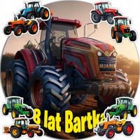 OPŁATEK NA TORT 20CM - TRAKTOR DEKORACJA URODZINOWA + IMIĘ 15CM 18CM