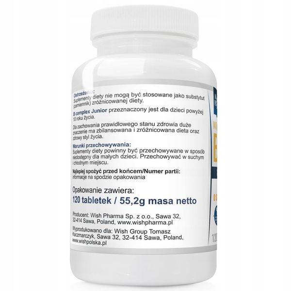 WITAMINA B Complex 50 JUNIOR DO SSANIA DLA DZIECI zdjęcie 4