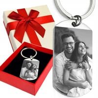 BRELOK ZE ZDJĘCIEM grawer STAL Prezent na WALENTYNKI URODZINY mąż żona