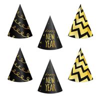 Czapeczki papierowe sylwestrowe Happy New Year mix 6szt