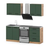 Meble Kuchenne Modułowe Zestaw Mini Mokka 200cm Wotan Butelkowa Zieleń