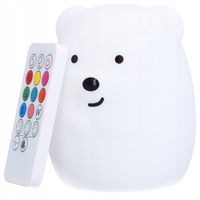 LAMPKA NOCNA DLA DZIECI DZIECKA MIŚ SILIKON LED RGB USB 9 KOLORÓW PILOT