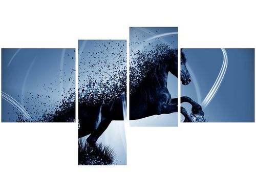 100 55CM OBRAZ 4 ELEM NIEBIESKI KOŃ GMENTARYZACJA JAKUB BANAŚ PŁÓTNO DRUK na Arena.pl
