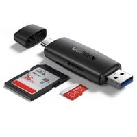 adapter 2 wtyczki usb-a i usb-c czytnik kart sd i micro sd czarny