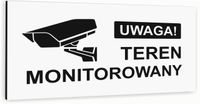 Tabliczka informacyjna BIAŁA nierdzewna TEREN MONITOROWANY DOWOLNY NADRUK