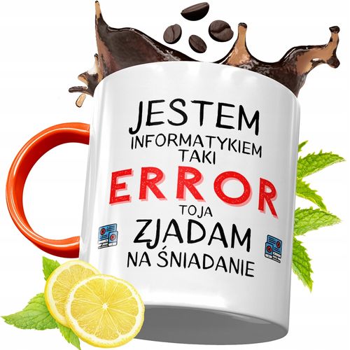 Kubek Pomarańczowy Dla Informatyka Programisty Z Nadrukiem Ze Zdjęciem na Arena.pl