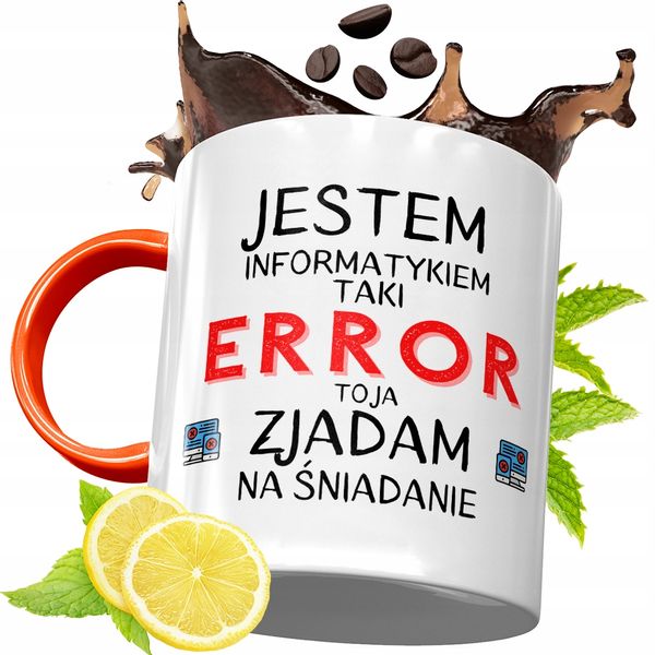 Kubek Pomarańczowy Dla Informatyka Programisty Z Nadrukiem Ze Zdjęciem zdjęcie 1