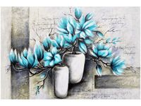 100 70CM OBRAZ PŁÓTNO MAGNOLIE NIEBIESKICH KOLORACH PŁÓTNO RAMA