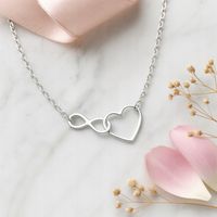 Srebrny Łańcuszek 925 Serce i Nieskończoność Celebrytka Naszyjnik