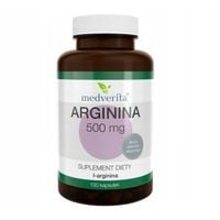 MEDVERITA ARGININA L-ARGININA 500mg 100 kapsułek AMINOKWASY NA ZMĘCZENIE
