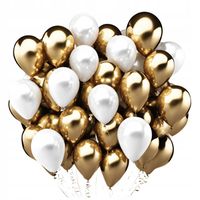 BALONY BIAŁO ZŁOTE CHROMOWANE ZESTAW BALONÓW NA KOMUNIĘ ŚLUB WESELE 100 SZT