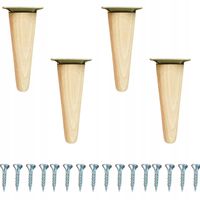 Komplet nogi meblowe drewniane bukowa surowa 15 cm łącznik blacha montażowa