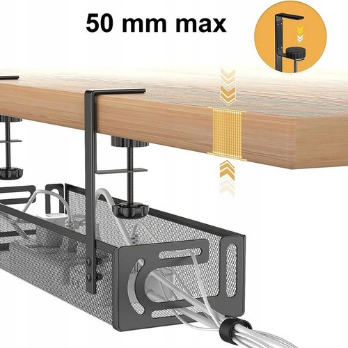 PÓŁKA NA KABLE POD BIURKO BLAT ORGANIZER MASKOWNICA DO KABLI UCHWYT 40 na Arena.pl