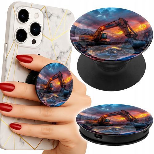 Uchwyt do telefonu Popsocket na palce/stojak KOPARKA MASZYNY BUDOWLANE na Arena.pl