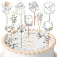 TOPPERY NA TORT OZDOBNE DEKORACJA ZESTAW - CHRZEST CHRZCINY KOMUNIA 10szt.