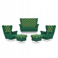 Zestaw uszak CAROL DUO sofa fotele pufy seledynowo - zielony
