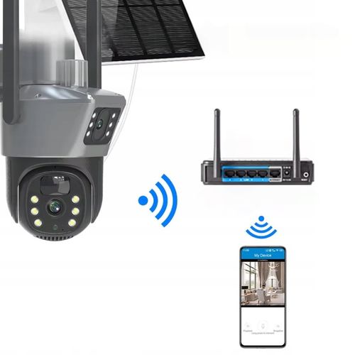 PODWÓJNA KAMERA SOLARNA WIFI IP SMART ZEWNĘTRZNA OBROTOWA QHD 6MP ZOOM 3w1 na Arena.pl