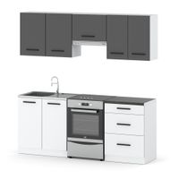 Kuchnia Mała Modułowa 2m Nowoczesna Pojemna Z Blatem Biała Szary Biały Mat