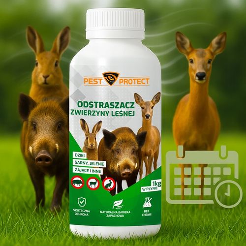 ODSTRASZACZ ŚRODEK NA DZIKI SARNY JELENIE ZAJĄCE PŁYN W PŁYNIE PEST na Arena.pl